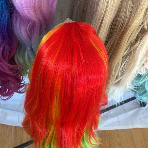 ✨24” 🌈 RAINBOW COLORFUL STRAIGHT LACE FRONT WIG *NEW - Picture 11 of 14